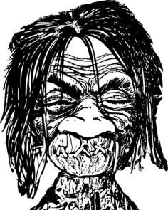 Vector image of man's lips stitched together
