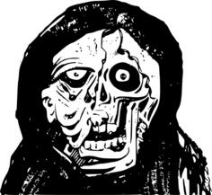 Vector drawing of half skull monster