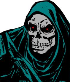 Vector clip art of skeleton death with green head cover