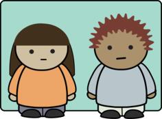 Vector clip art of a boy and a girl