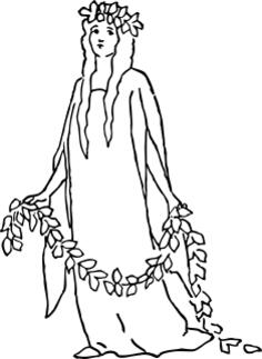 Vector drawing of lady charity with leaves