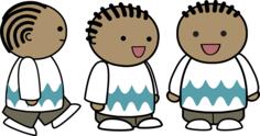 Vector clip art of three views of a male comic character