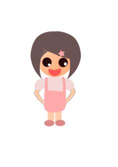 Vector drawing of anime girl in overalls
