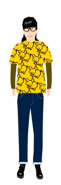 Vector illustration of trendy guy in t- shirt with pig pattern