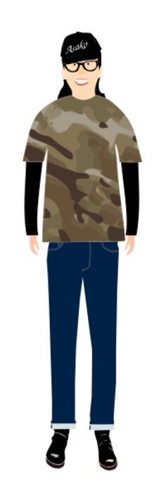Vector image of trendy guy in t- shirt with camouflage pattern