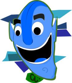 Vector clip art of large blue head character