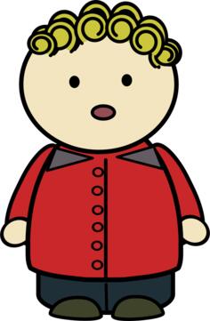 Vector drawing of chubby girl character with frightened expression