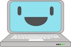 Laptop icon with a smile vector illustration