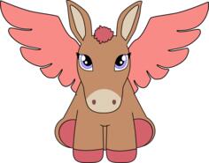 Vector drawing of pegasus donkey with pruple eyes