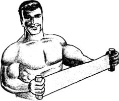 Vector clip art of muscle man doing stretch exercise