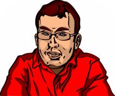 Vector illustration of man with glasses and red shirt