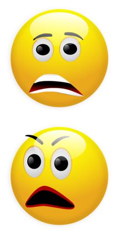 Vector graphics of two anxious smilies