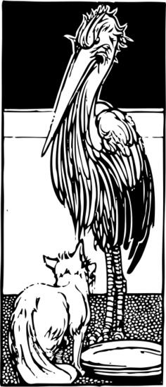 Fox and the stork vector graphics