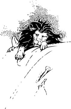 Vector graphics of lion and bone