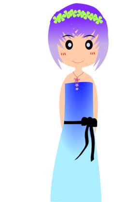 Cartoon girl with flowers in her hair vector drawing