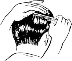 Barber combing hair vector illustration