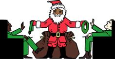 Vector drawing of two smoking men not accepting presents