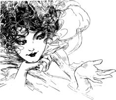 Vector image of wistful lady