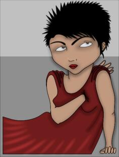 Vector illustration of poetic lady in dress