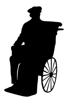 Silhouette vector image of man in wheelchair