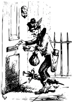 Vector illustration of postman delivering letters