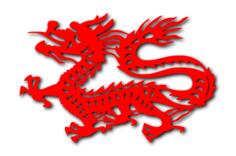 Vector drawing of red Chinese dragon imprint