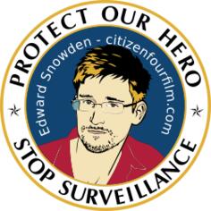 Protect our hero label against NSA vector illustration