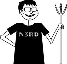 Vector illustration of nerd with a pitchfork