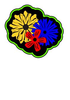 Retro island flowers vector drawing