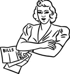 Retro bills lady vector graphics