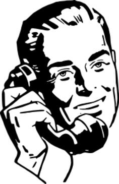 Vector clip art of man talking on old style telephone