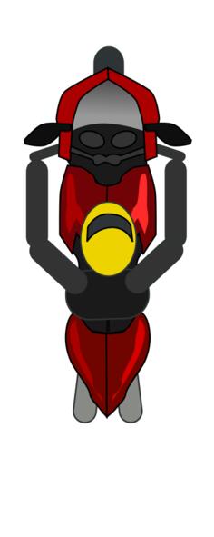 Vector clip art of top view of man on motorbike