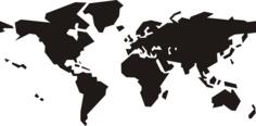 Black silhouette vector clip art of political world ma