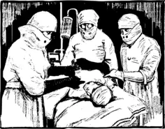 Vector clip art of doctors in surgery