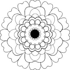 Blooming black and white flower vector clip art