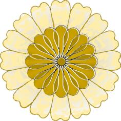 Vector drawing of round yellow and gold flower