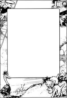 Vector graphics of mice, kittens and duck themed frame