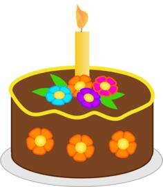 Vector illustration of chocolate flowers birthday cake