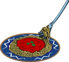 Vector clip art of spaghetti and sauce serving