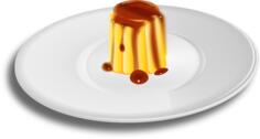 Vector clip art of creme caramel on dinnerplate