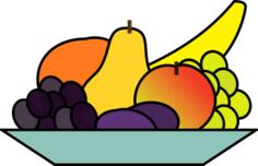 Vector graphics of plate of fruits drawing