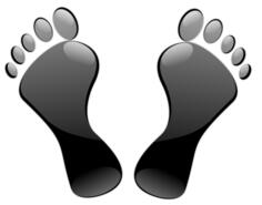 Glossy black feet imprint vector illustration