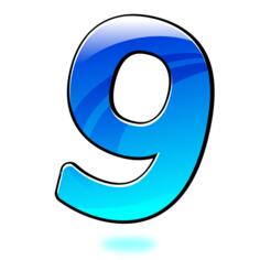 Vector illustration of glossy number nine
