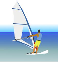 Sea scene with windsurfer vector illustration