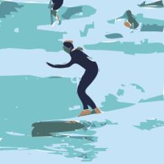 Vector image of water skiers
