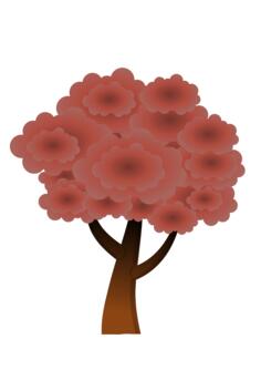 Red silhouette vector graphics of a wood tree
