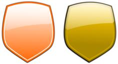 Yellow and orange shields vector clip art