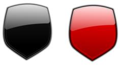 Black and red shields vector drawing