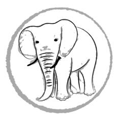 Vector drawing of elephant on postage stamp