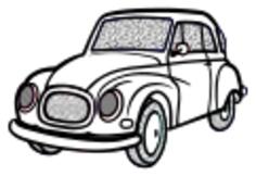 Line art vector image of old car